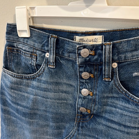 Madewell Women’s Rigid Denim A-line Mini Skirt Hughes Wash Button-Front Size 26 - Picture 4 of 6
